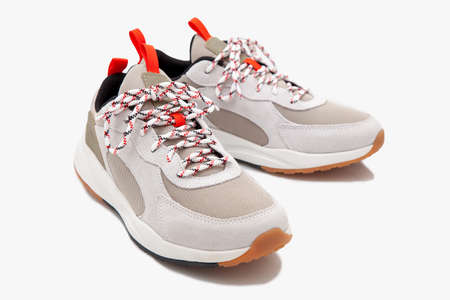 Comfortable running shoes. On a white backgroundの写真素材