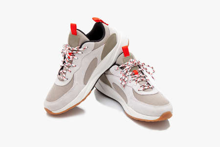 Comfortable running shoes. On a white backgroundの写真素材