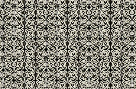 Illustration of seamless abstract black floral vine pattern