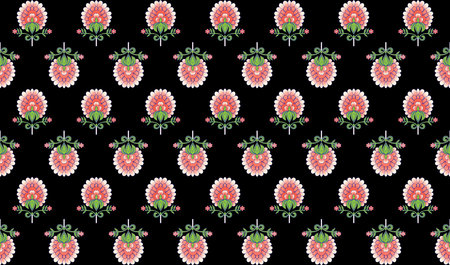 Seamless pattern of orange flowers drawn with watercolor.For the design of the wallpaper or fabric, vintage style.Blooming flower painting for summer.Botany background.の写真素材