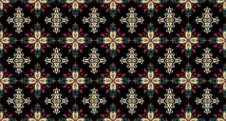 Ethnic, paisley and geometric motifs fabric patchwork abstract vector seamless patternの写真素材
