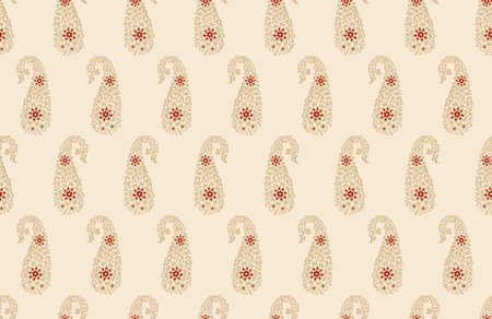 Seamless meadow flowers pattern. Small daisy silhouettes forming Paisley shapes. Minimalist floral print made of tiny wildflowers and roses. Nature spring motif.の写真素材