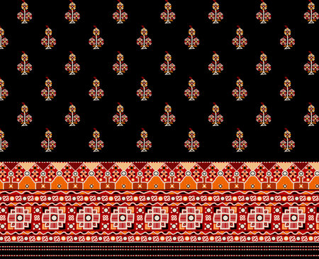 Digital Mughal design.Textile digital motif pattern ornament ethnic ikat pattern hand made artwork abstract shape wallpaper gift card frame for women's clothing front back with dupatta used in fabricの写真素材