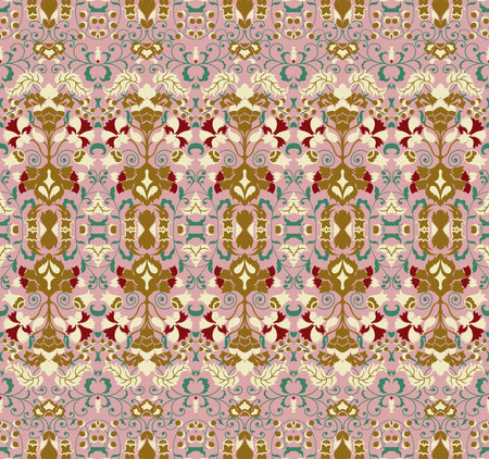 Vector damask border element and page decoration. Classical luxury border decoration pattern. Seamless texture for textile, wrapping etc. Vintage exquisite floral baroque templateの写真素材