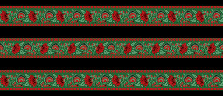 seamless pattern with ethnic borders flowers. Vector Floral Illustration in asian textile. Ethnic...