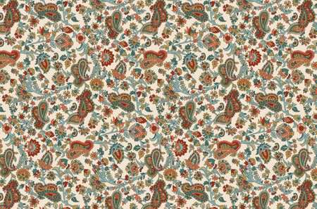 INDIAN PAISLEY FLORAL SEAMLESS PATTERN. Damask pattern with flowers and vintage tapestry motifs. Perfect background for textil and decoration.の写真素材