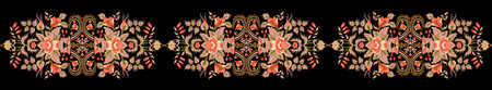 Textile Digital Ikat Ethnic Design Set of damask Border Baroque Pattern wallpapers gift card Frame...