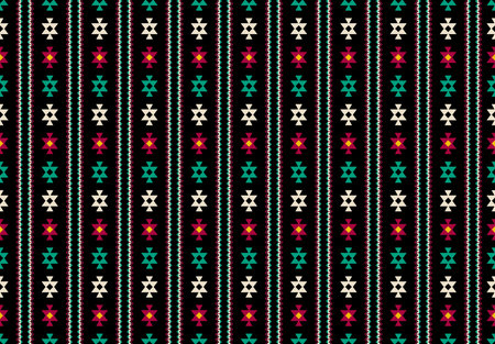 Beautiful Thai seamless pattern.geometric ethnic oriental pattern traditional on black background.Aztec style,embroidery,abstract,vector,illustration.design for texture,fabric,clothing,wrapping,carpetの写真素材