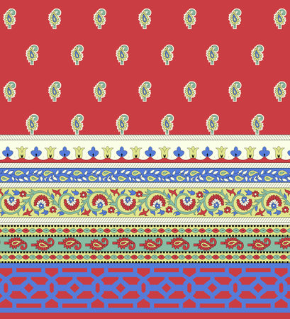 elegant border design paisleys. Traditional Geometric Ornament Ethnic style border design handmade artwork pattern with watercolor, trending, texture, vintage hand drawingの写真素材