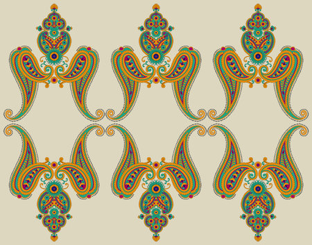 Mughal Floral Motif Border Pattern.Traditional Indian Motif.Traditional Arabic motifsdigital flowers design and leaves motif.beautiful scarf print design for textile and paisley abstract border.etc.の写真素材