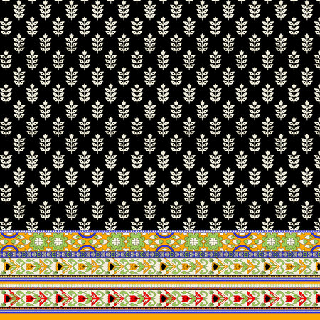 Textile digital design carpet motif luxury pattern decor border ikat ethnic hand made artwork suitable frame gift card wallpaper women cloth front back and duppata print in fabric use textile industryの写真素材