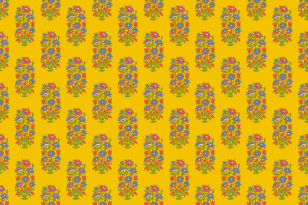 Digital seamless pattern block print batik. African Ikat floral paisley embroidery on white...