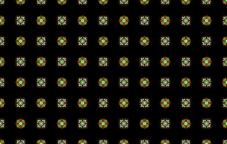 Abstract line shape flowers geometric motif basic pattern continuous background. Oriental style...