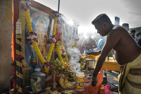 Kuala Lumpur, Malaysia -  2 February  2018 : A celebration of Thaipusam Festival at Batu Caves, Kuala Lumpur, Malaysia.のeditorial素材