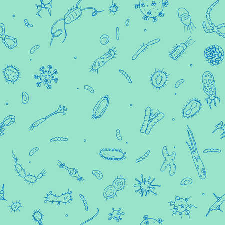 Pattern of viruses and bacteria doodle.