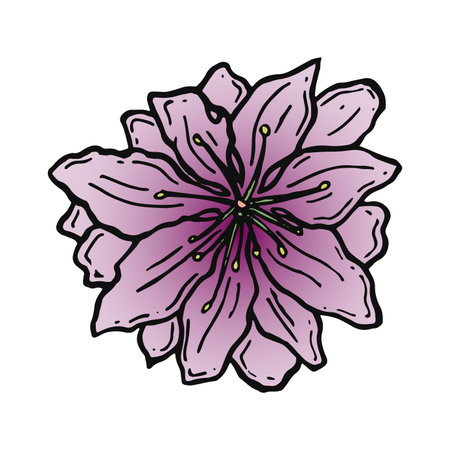 Hand drawn sakura blooming flower. Traditional japanese or chinese spring flower in ink styleの写真素材