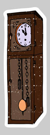 hand drawn pendulum clock illustration in doodle styleの写真素材