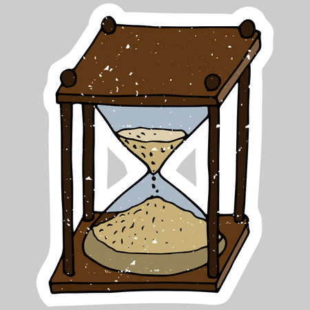 hand drawn colored hourglass illustration in doodle styleの写真素材
