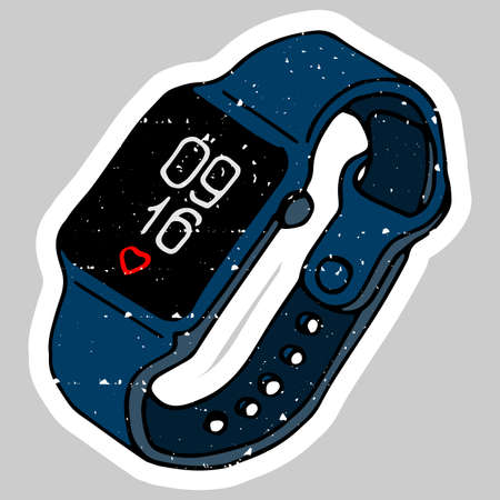 hand drawn Smart Watch illustration in doodle styleの写真素材