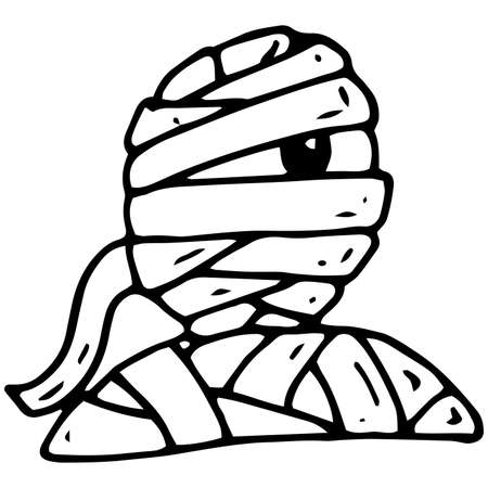 hand drawn halloween mummy illustration in doodle styleの写真素材