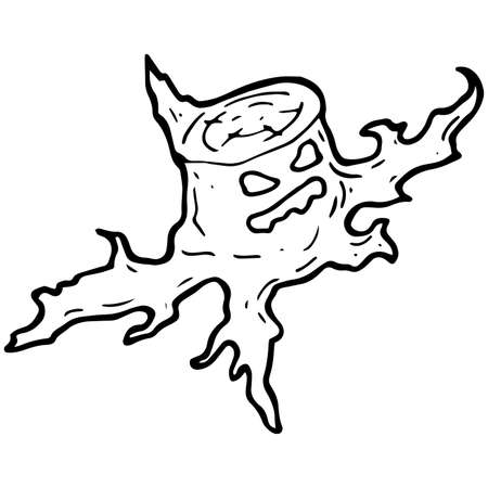 hand drawn halloween angry stump illustration in doodle styleの写真素材