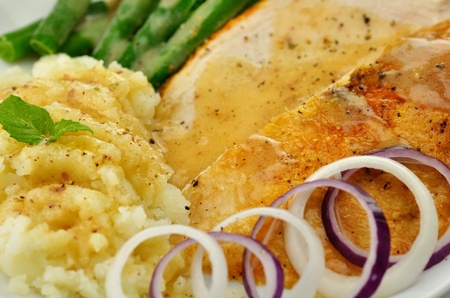 Roasted turkey slices  dinnerの写真素材