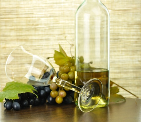 wine composition with  grapeの写真素材