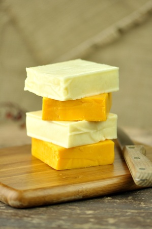 a stack of cheeseの写真素材