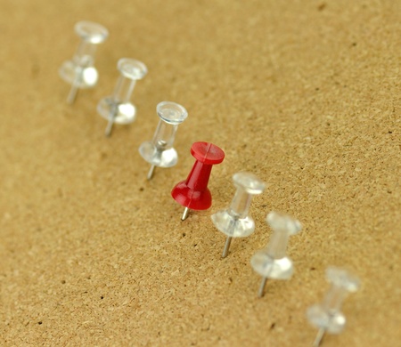 plastic thumbtack on cork board 