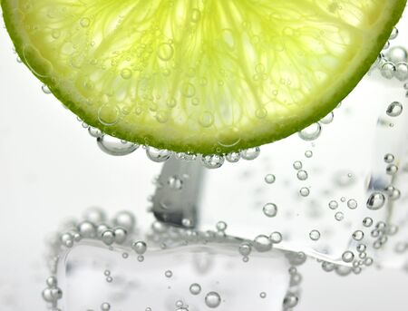 iced drink with lemon , close upの写真素材