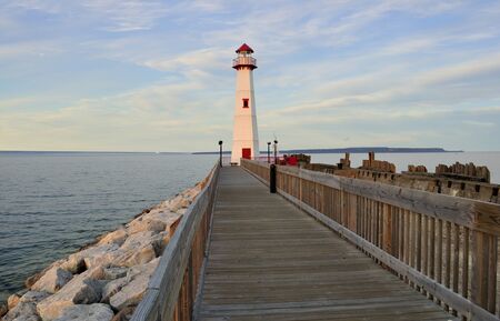lighthouse at sunsetの写真素材