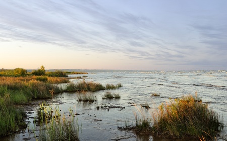 lake at sunset の写真素材