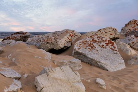 rocks by the lake の写真素材
