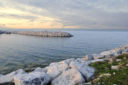 Sunset on marinaの写真素材