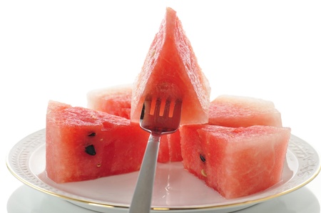 Plate with fresh watermelonの写真素材
