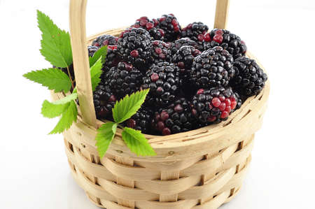 blackberry in a basketの写真素材