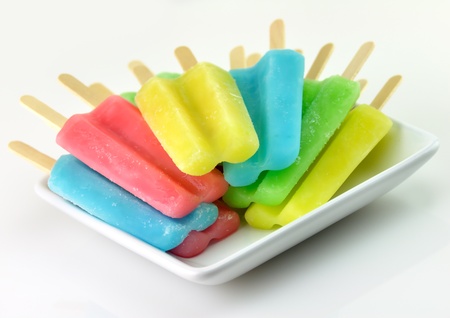 colorful ice cream pops on a white dish
