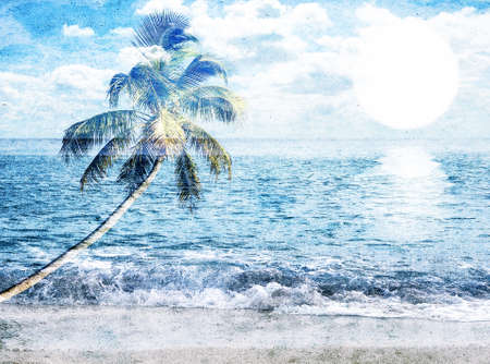 Abstract Sea Background With Palm Treeの写真素材