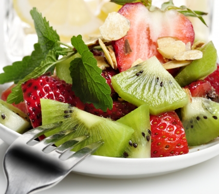 Fresh Fruit Salad With A Forkの写真素材