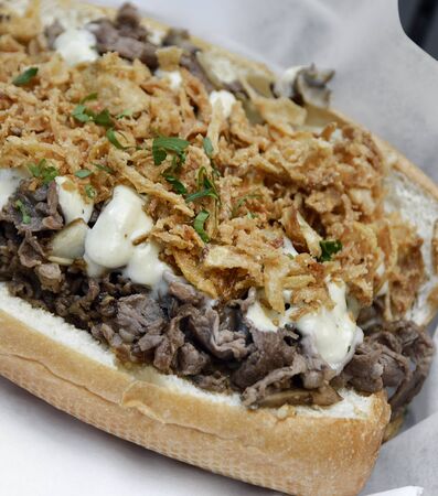 Cheese Steak Sandwich With Beef ,Mushrooms And Onionsの写真素材