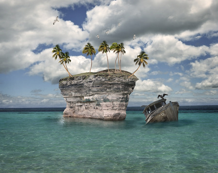 Tropical Island Against A Cloudy Skyの写真素材