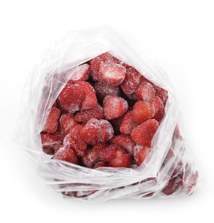 Frozen Strawberries In A Plastic Bagの写真素材