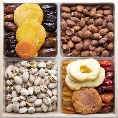 Dried Fruits and nuts arrangementの写真素材