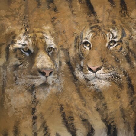 Digital Painting of Tiger Background