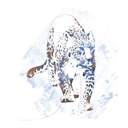 Digital Painting of Leopard Portraitの写真素材