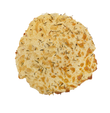 Keto Friendly Flat bread with dried herbs isolated on white backgroundの写真素材