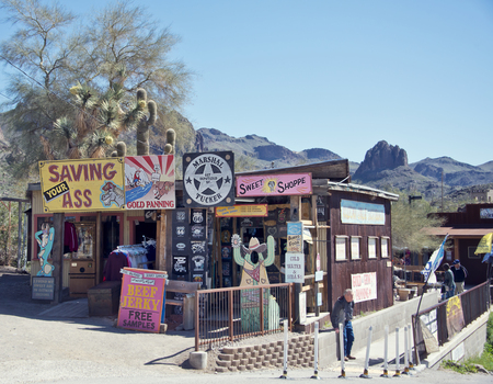 Oatman Ghost Town, Arizona USA - March 13 , 2019. The famous living ghost town along historical...