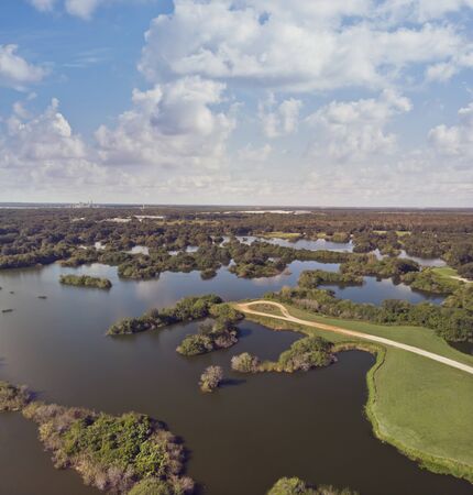 Aerial view of Florida wetlands, drone picture.の写真素材