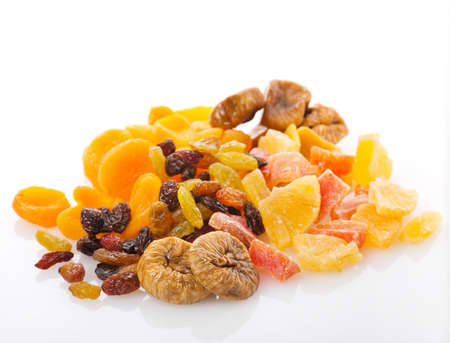 Dry fruits collection  on white backgroundの写真素材