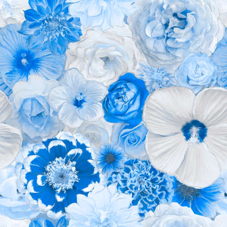 Seamless Background of Blue Flowers. Endless Patternの写真素材